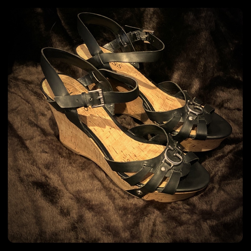 Guess Lotie Cork Wedge Sandals (Size 7)